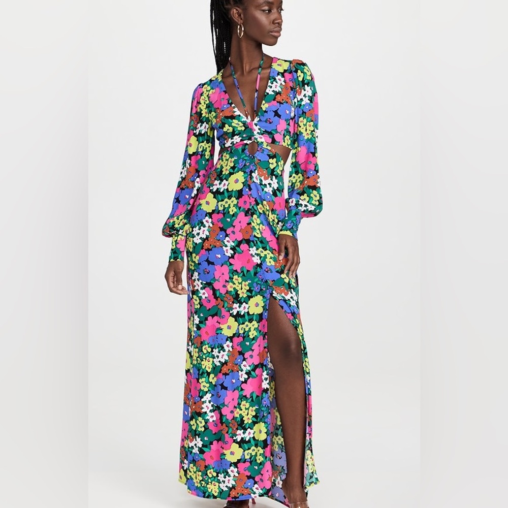 NWT AFRM Dialli Cutout Long Sleeve Maxi Dress XS